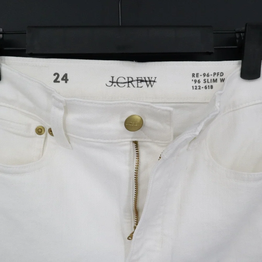 J. Crew 96 Slim Wide Jean Womens 27 White Boho Nautical Indie‎ Preppy Street NWT